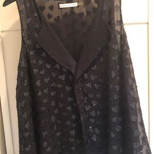 Alice & Olivia black sheer top w glittery black ❤️